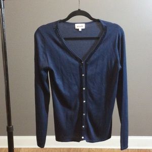 S Infinitif European cashmere silk blue sparkle cardigan